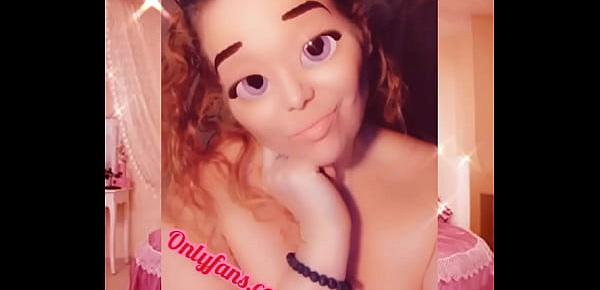  Humorous Snap filter with big eyes. Anime fantasy flashing my tits and pussy for you